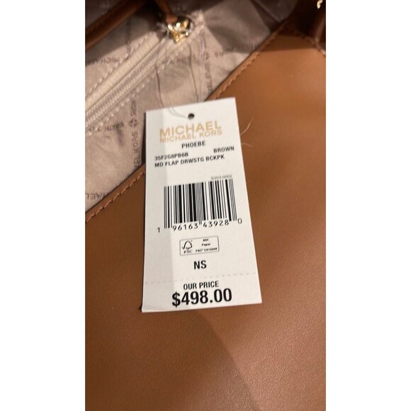 Michael Kors backpack phoebe medium flap drawstring MK signature Brown - Picture 9 of 10
